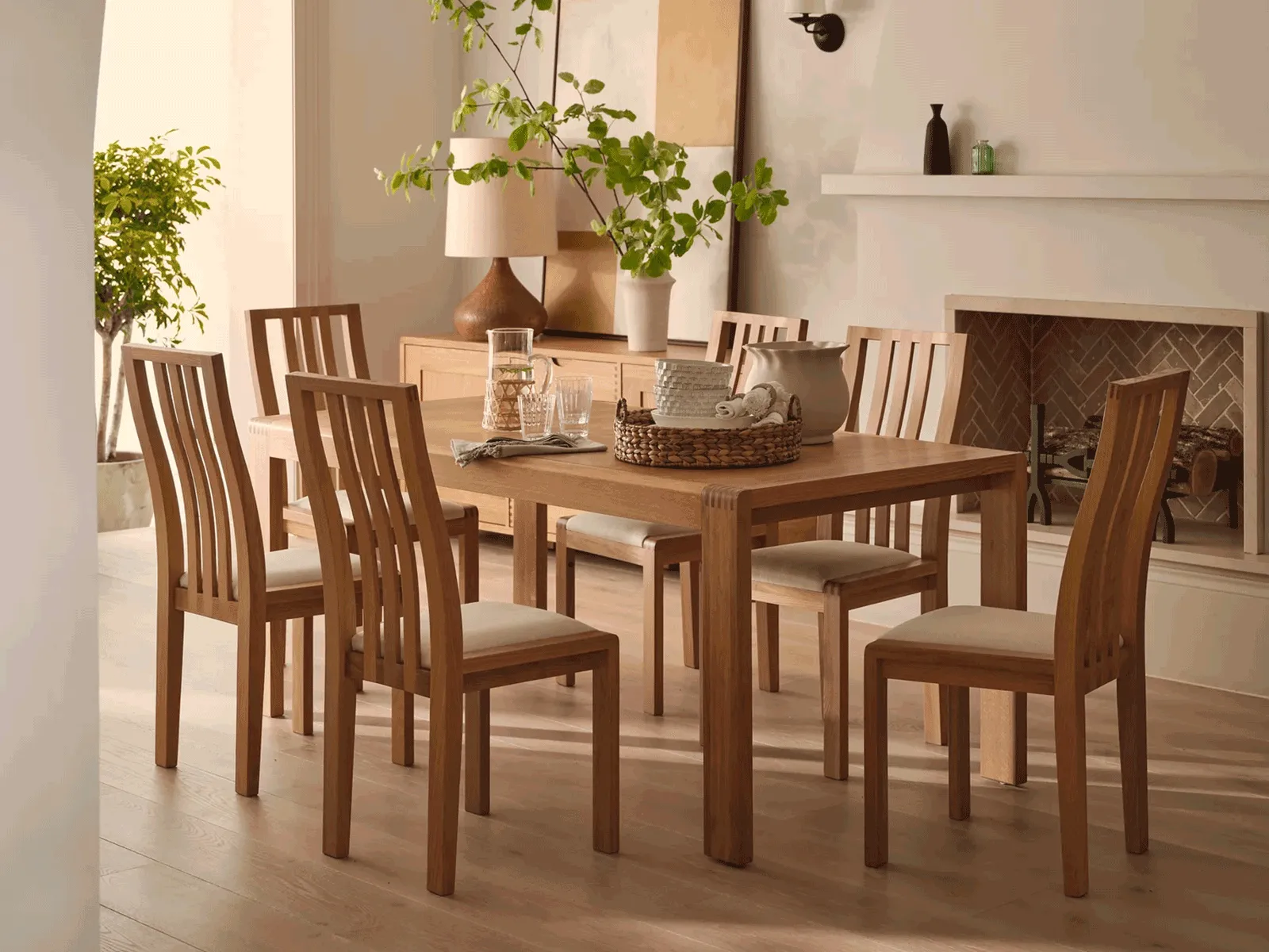 Extending Dining Table & 4 Stick Back Chairs