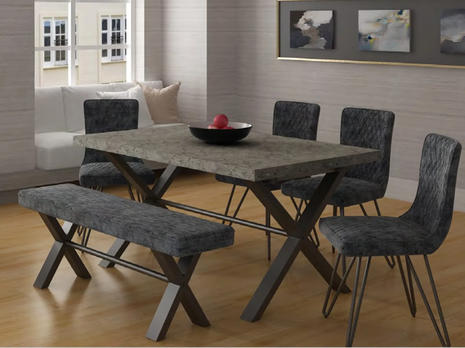 150cm Dining Table Stone Effect