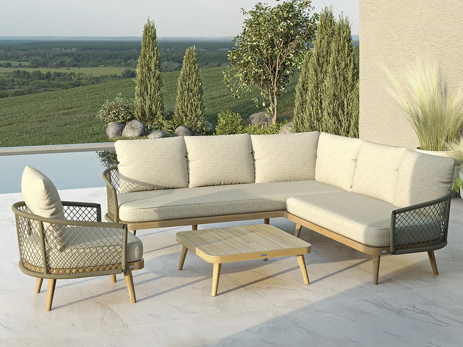 Corner Sofa Set & Lounge Chair