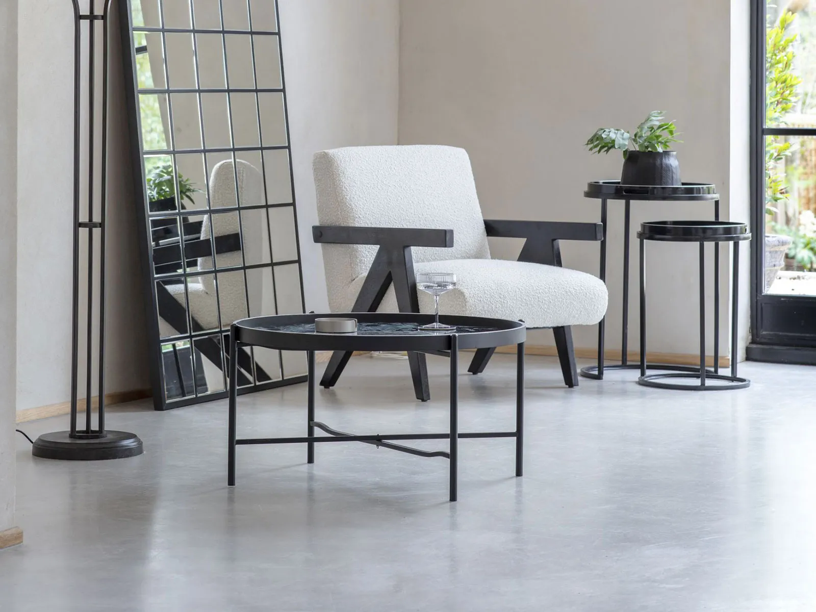 Monochrome Swirl Set Of 2 Side Tables