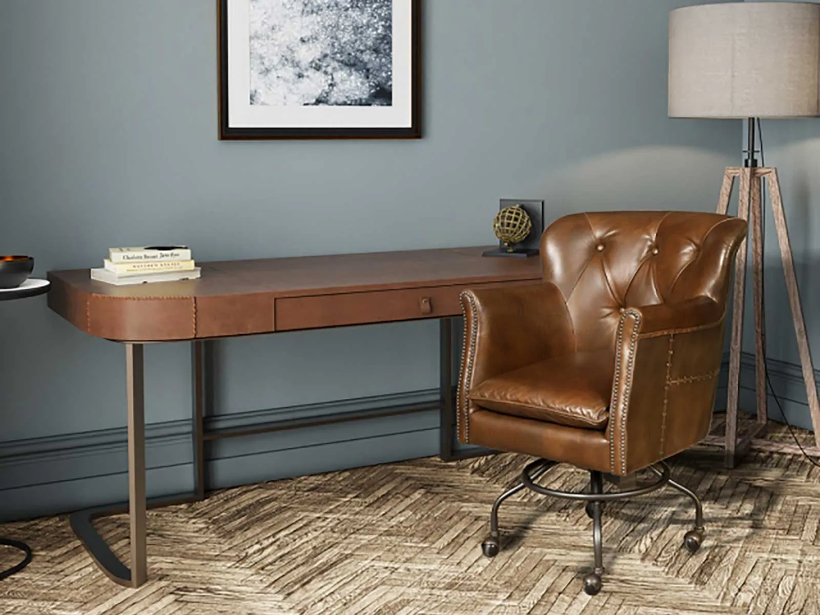 Devizes Retro Leather Topped Desk