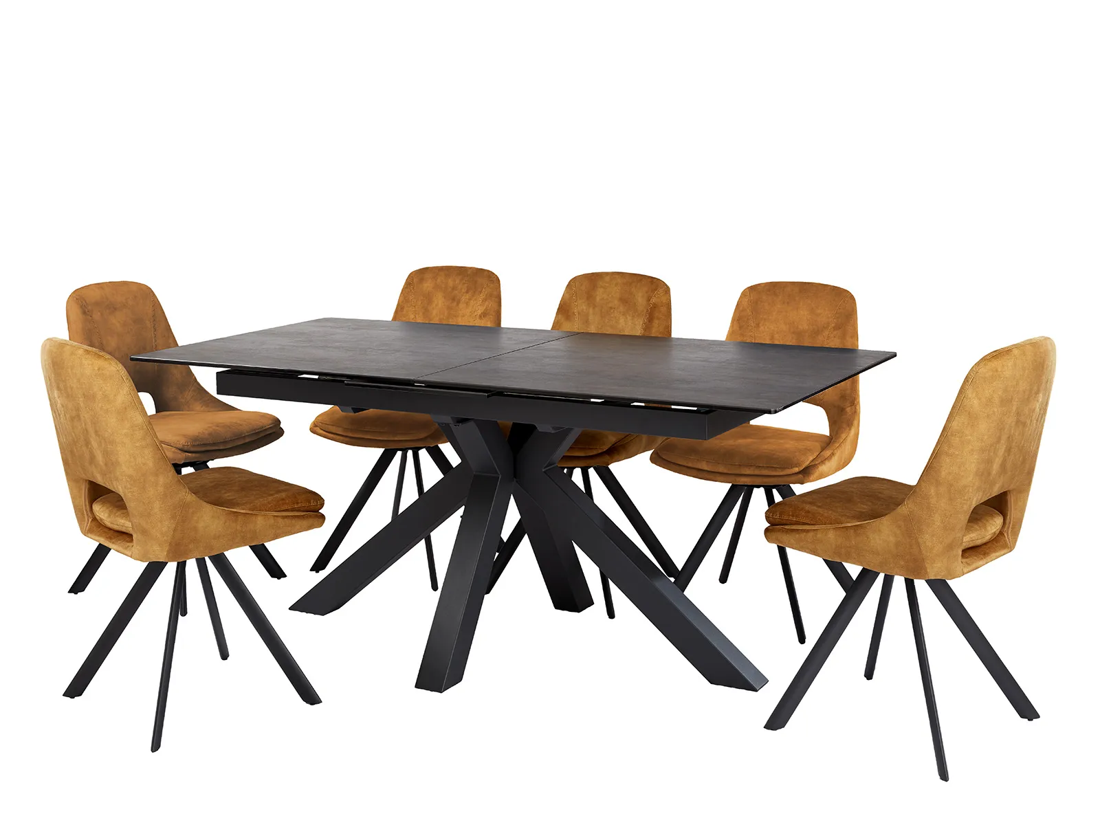 Extending Dining Table & 6 Curry Anvil Chairs