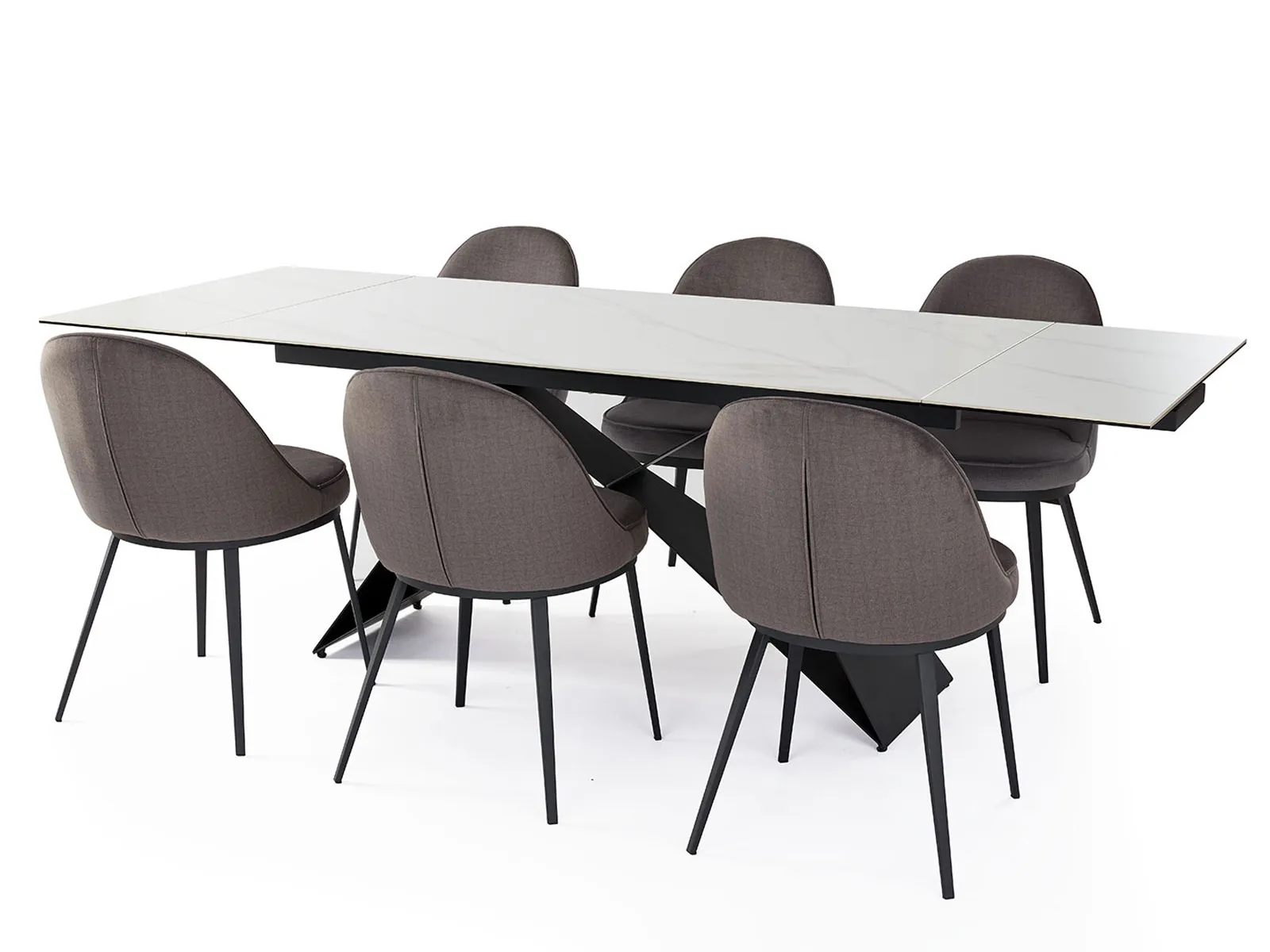 Extending Dining Table & 6 Dove Grey Salerno Dining Chairs