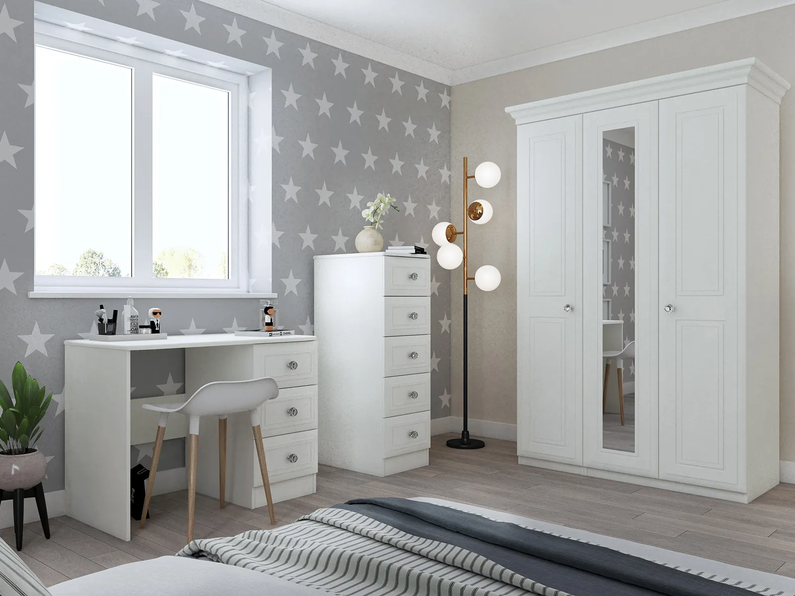 Tall 3 Door Wardrobe With Mirror