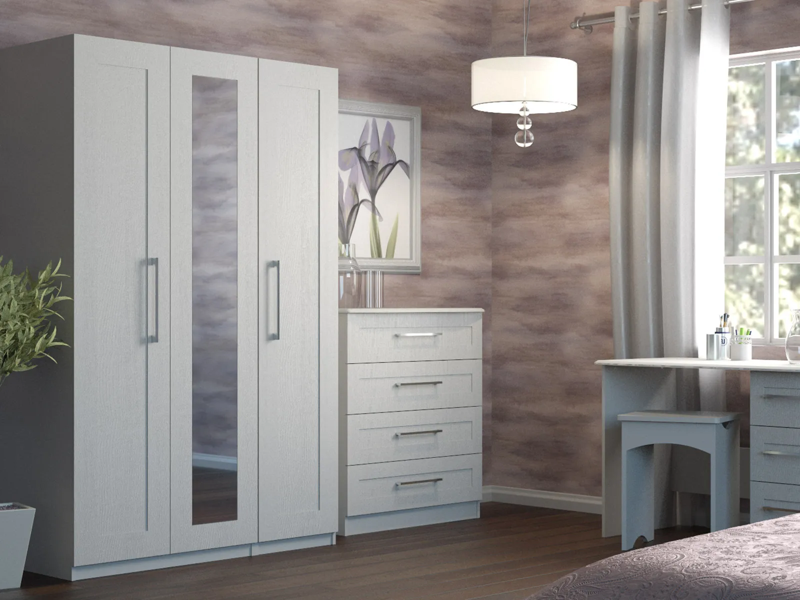 Tall 4 Door Wardrobe With Mirror