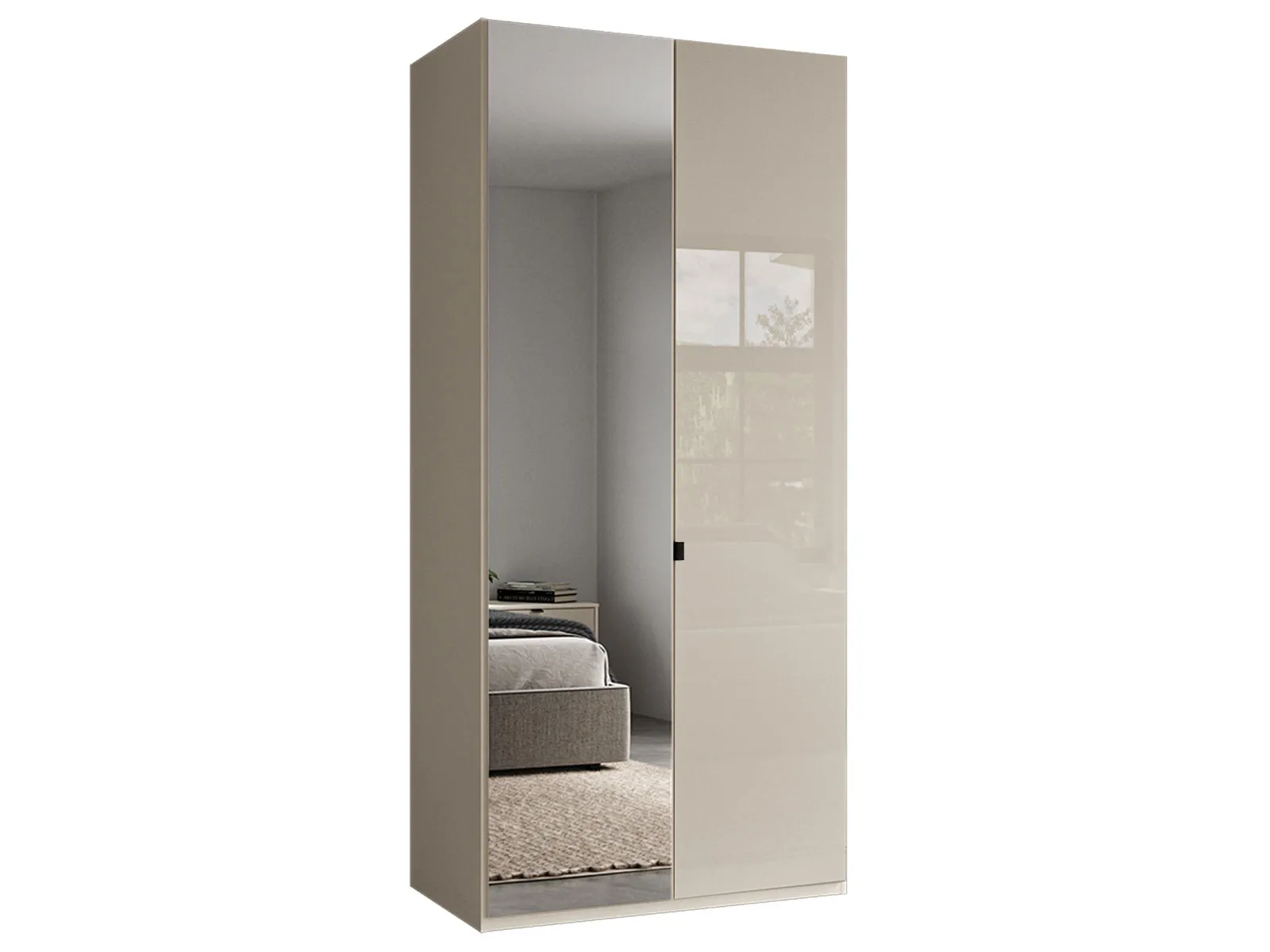 2 Door Hinged Wardrobe With Left hand facing Mirror Door