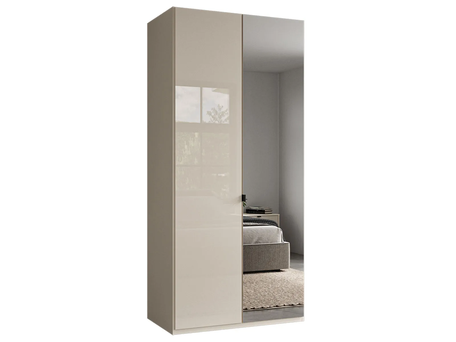 2 Door Hinged Wardrobe With Right hand facing Mirror Door