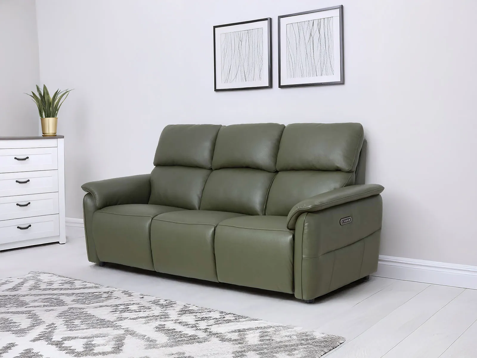 Leather 3 Seater Power Recliner Sofa