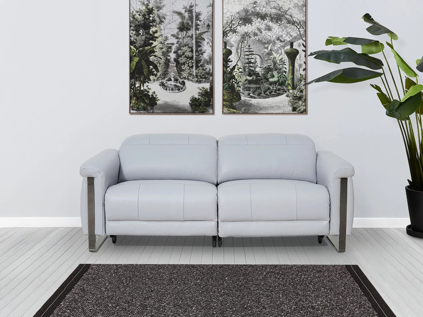 Large Leather Power Recliner Sofa with Head Tilt