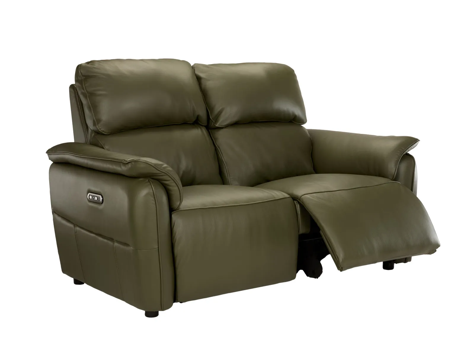 Leather 2 Seater Power Recliner Sofa With Head Tilt And Lumbar Support