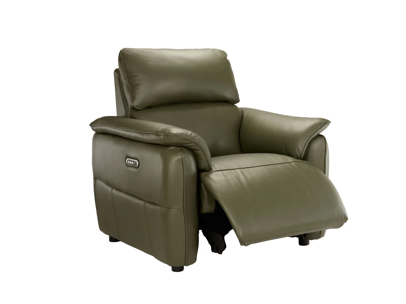 Leather Power Recliner Chair With Head Tilt And Lumbar Support
