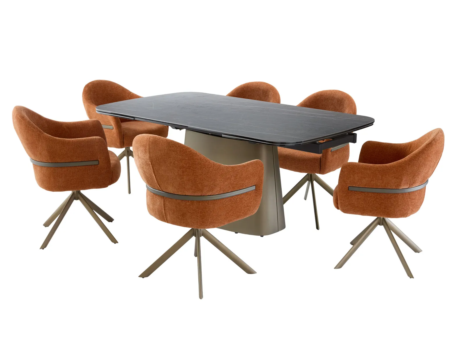 Extending Dining Table & 6 Pullman Chairs In Pumpkin