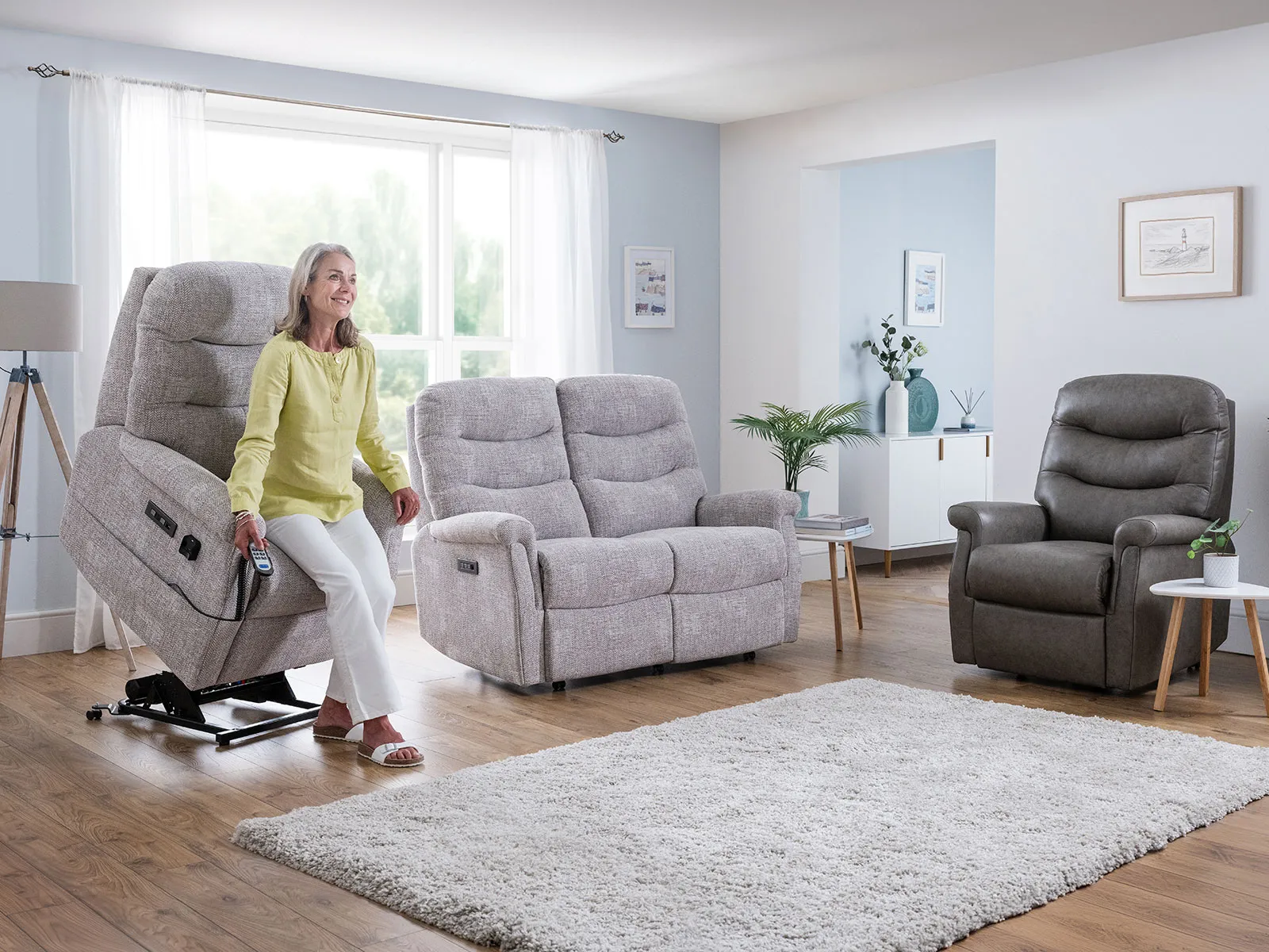 Dual Motor Power Riser Recliner With Headrest And Lumbar