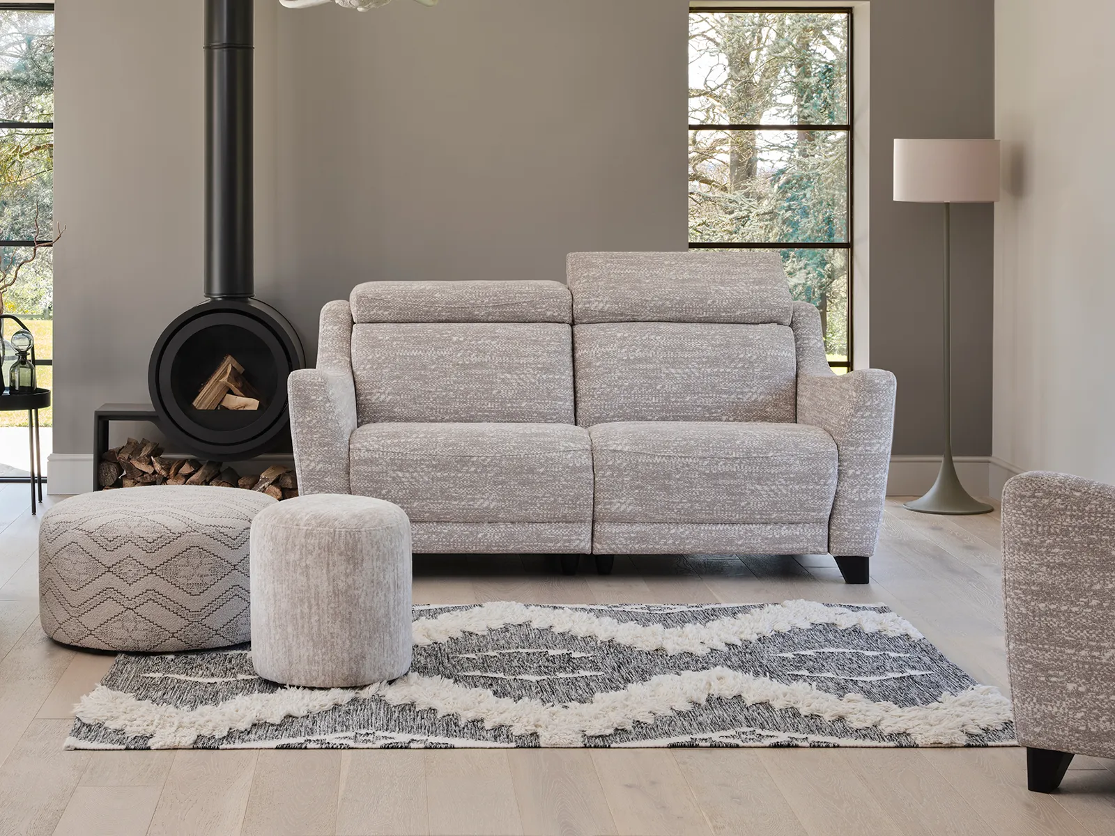Large 2 Seater Power Recliner Sofa With Headrest