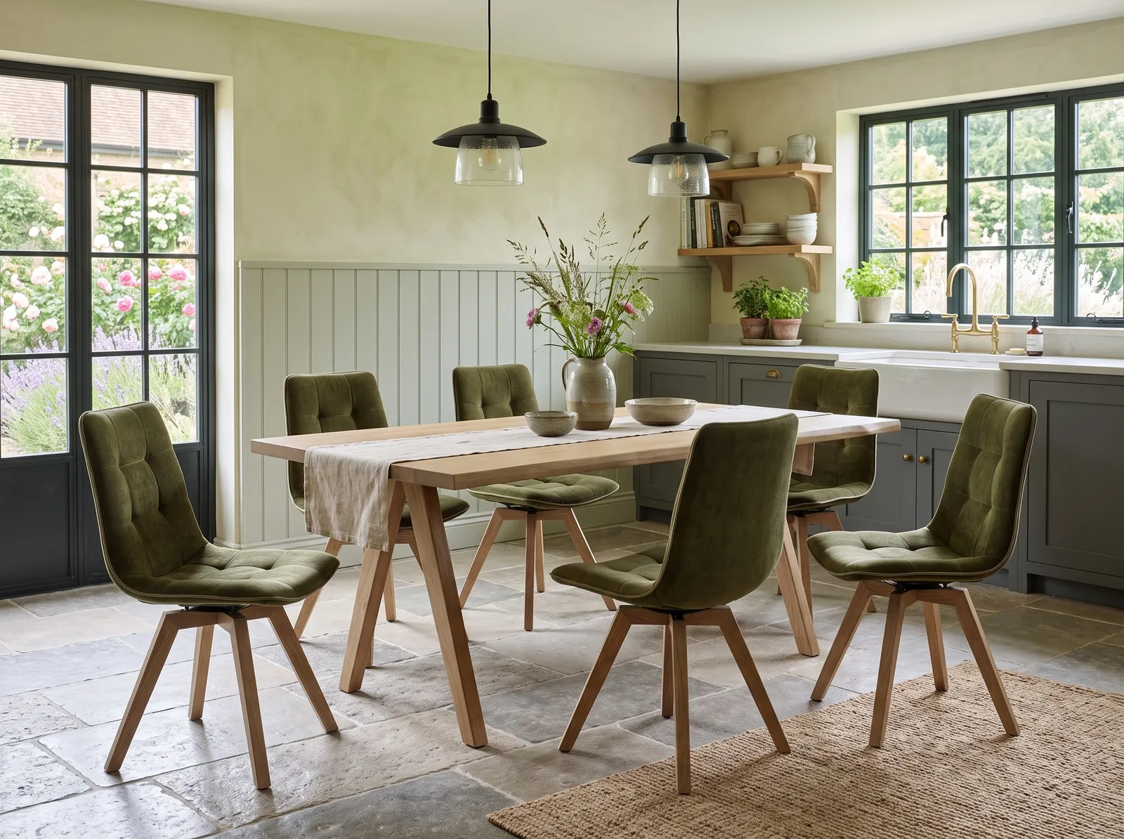Dining Table & 6 Atlanta Chairs - Fabric