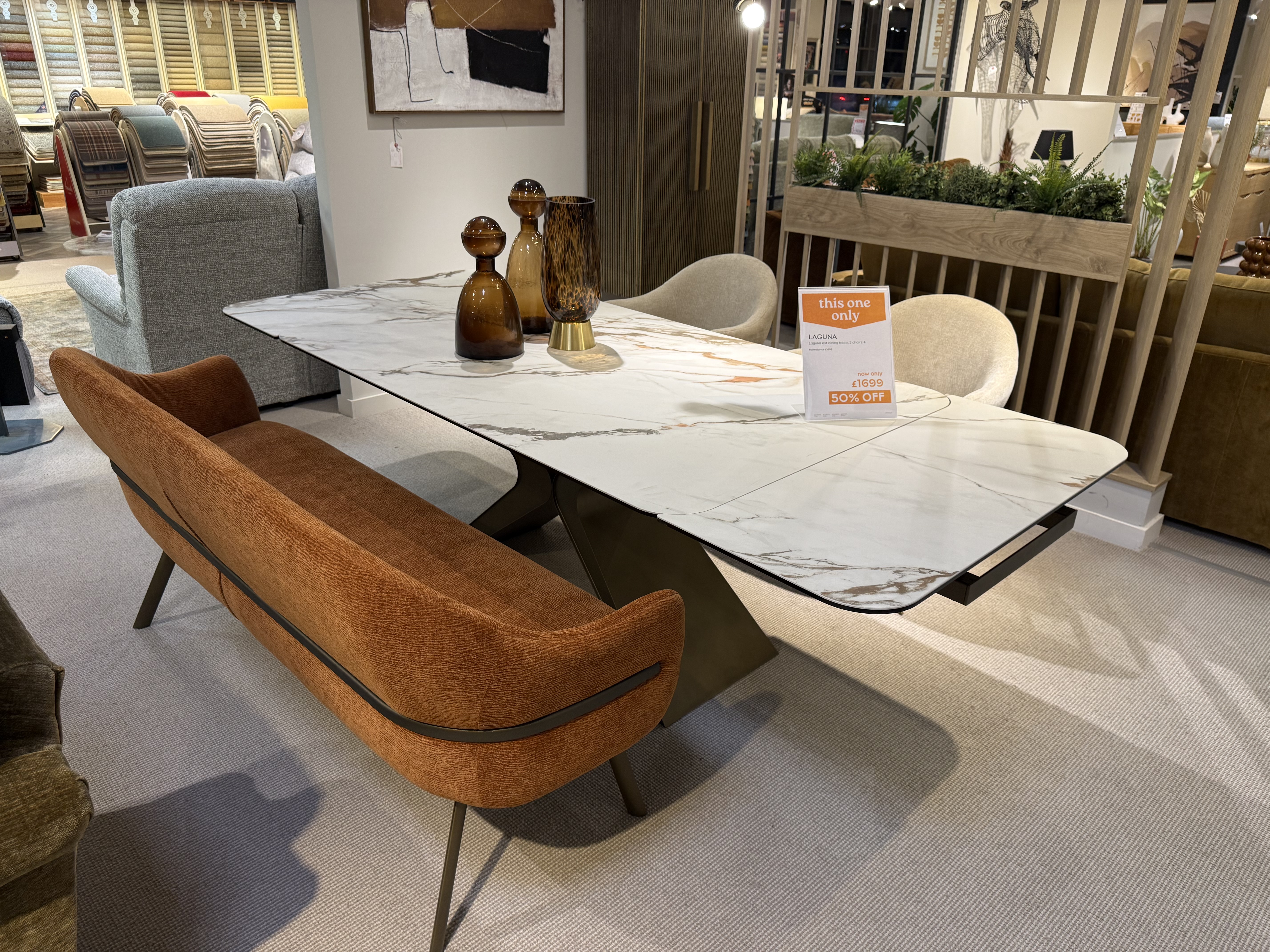 Laguna Extending Dining Table, Bench & 2 Chairs
