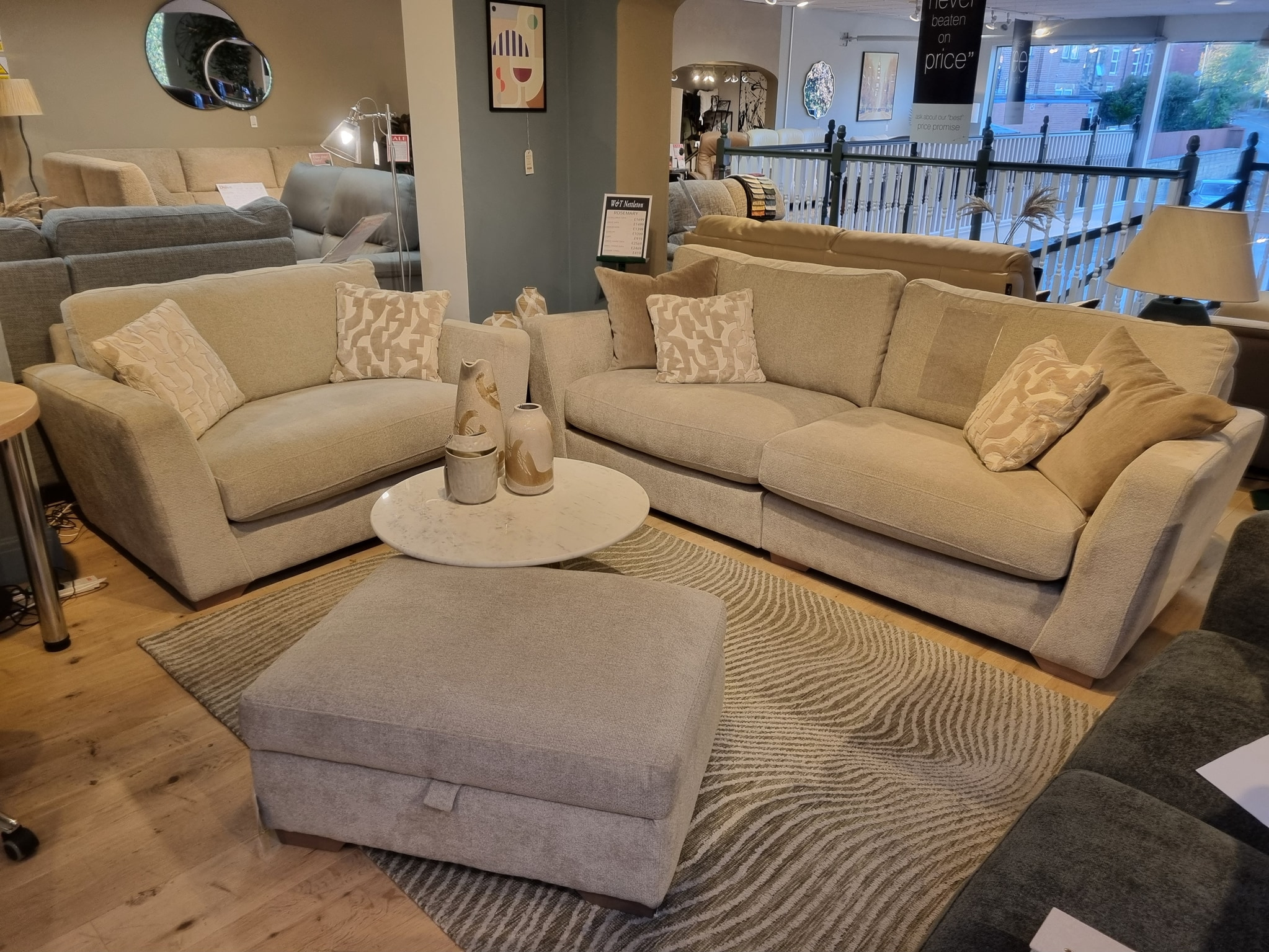 Rosemary Extra Large Sofa , Cuddler Chair & Footstool
